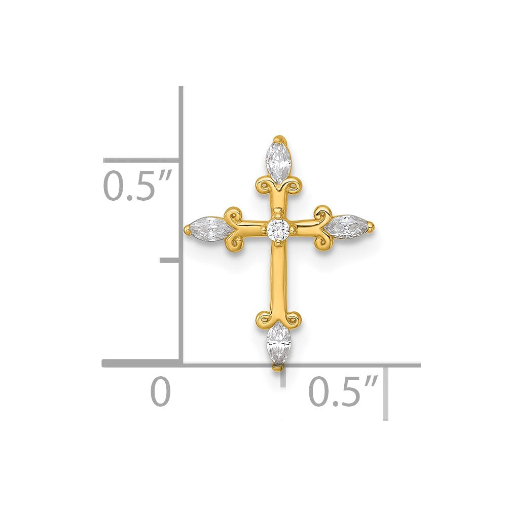 14k Polished Fancy CZ Cross Chain Slide