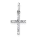 14k White Gold Polished CZ Cross Pendant