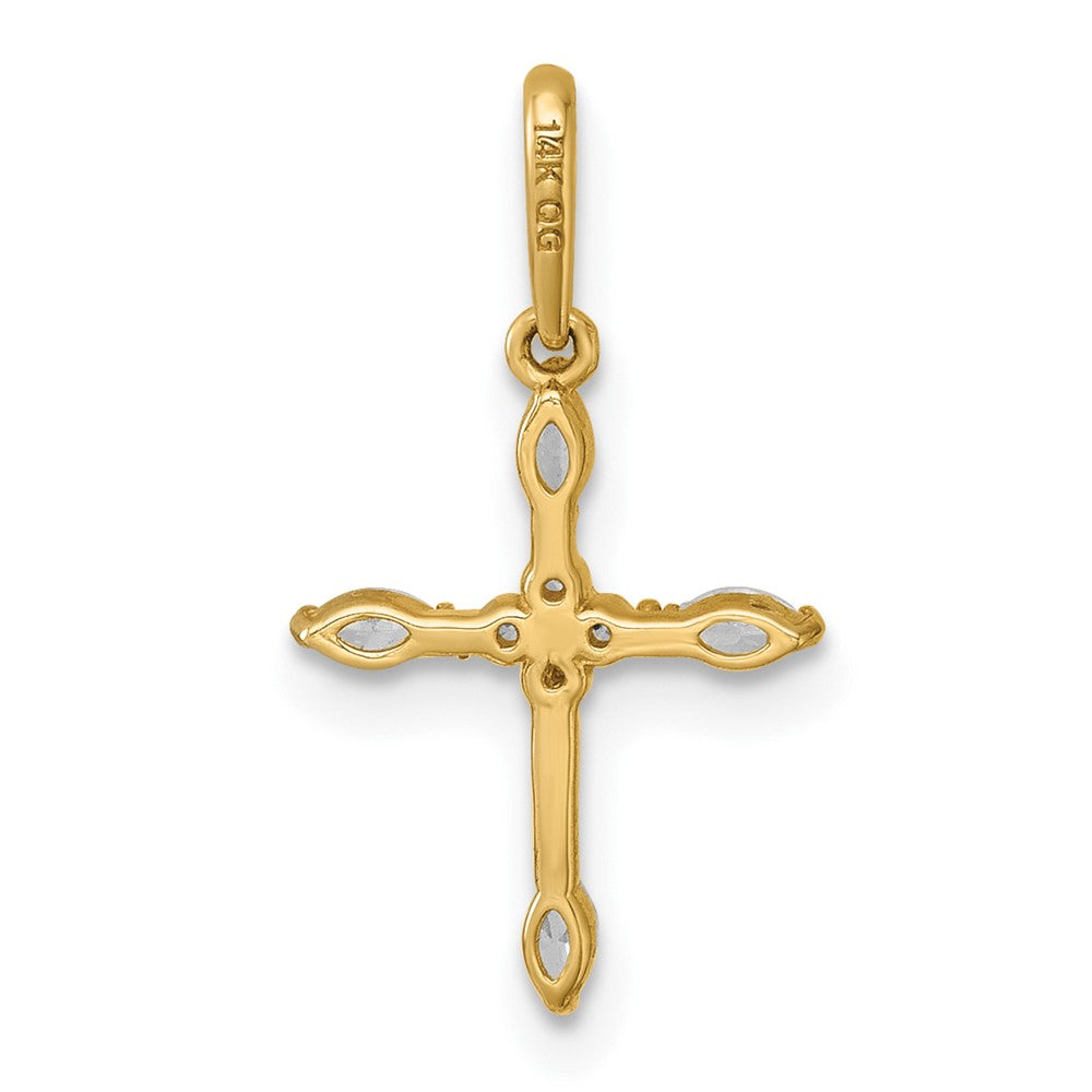14k Polished and Beaded Fancy CZ Cross Pendant
