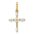 14k Polished and Beaded Fancy CZ Cross Pendant