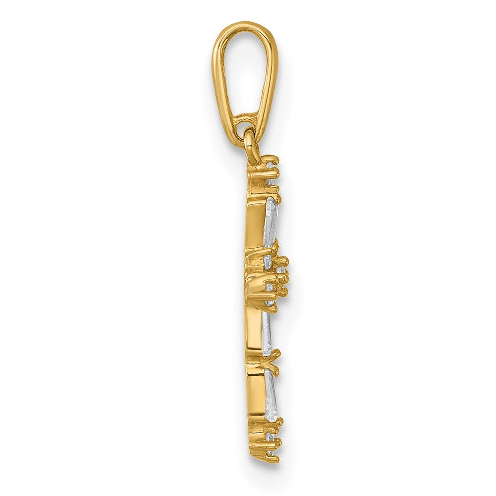 14k Polished Fancy CZ Cross Pendant
