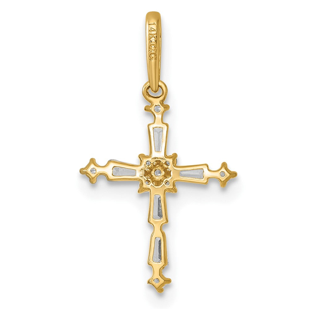 14k Polished Fancy CZ Cross Pendant