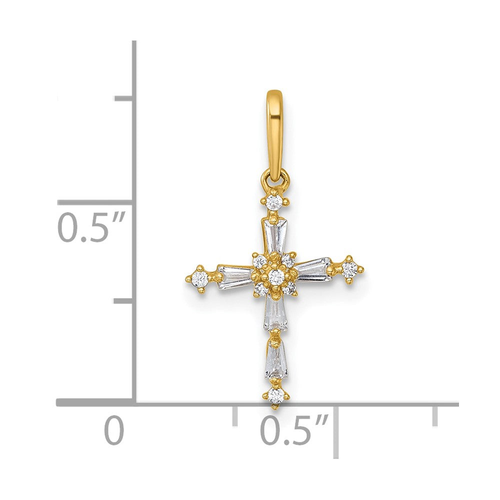 14k Polished Fancy CZ Cross Pendant
