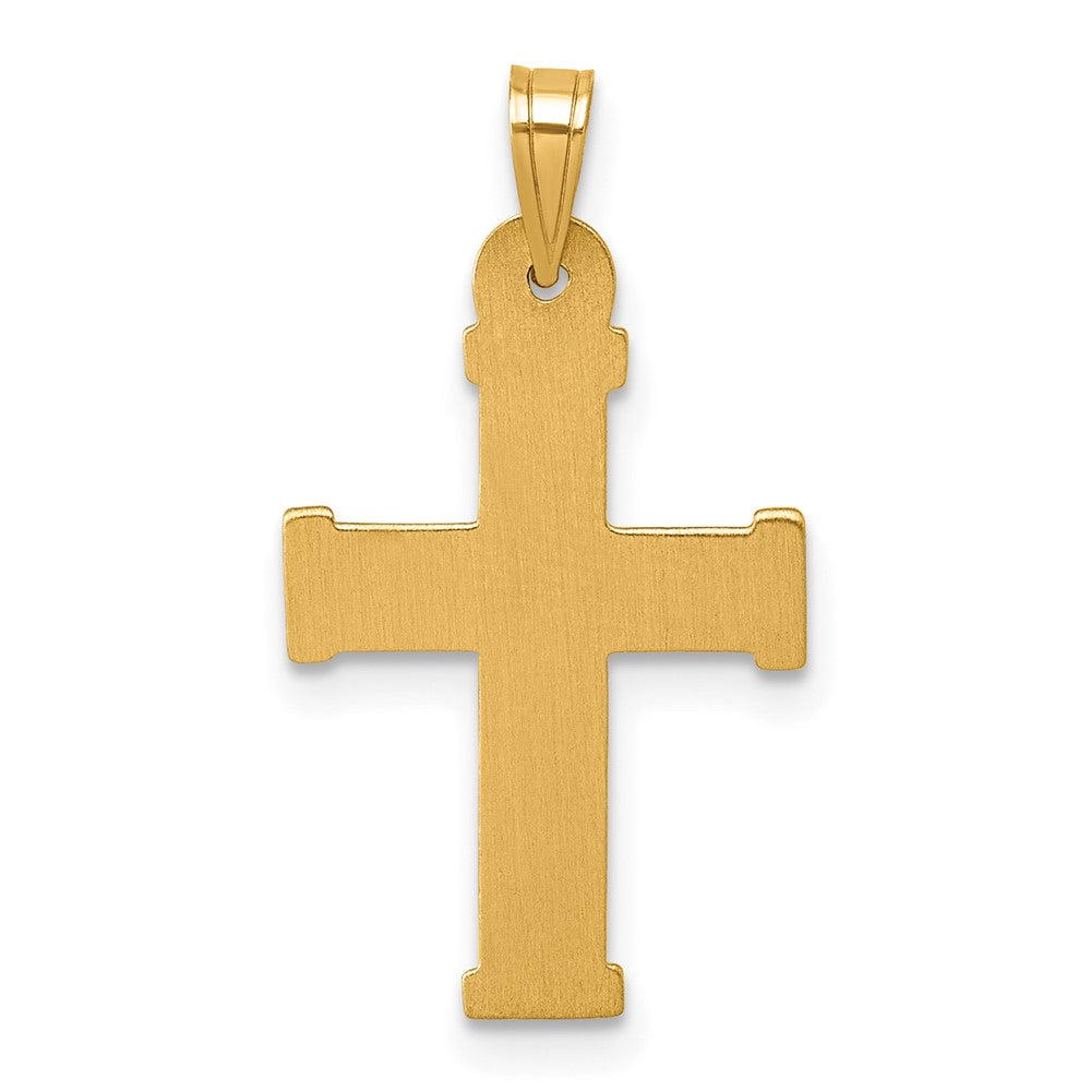 14k w/ White Rhodium Polished INRI Crucifix Cross Pendant