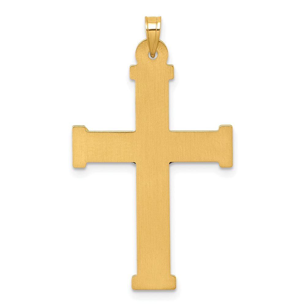 14k with White Rhodium Polished INRI Crucifix Cross Pendant