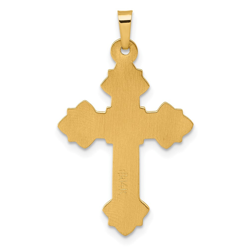 14k with White Rhodium Polished INRI Crucifix Cross Pendant