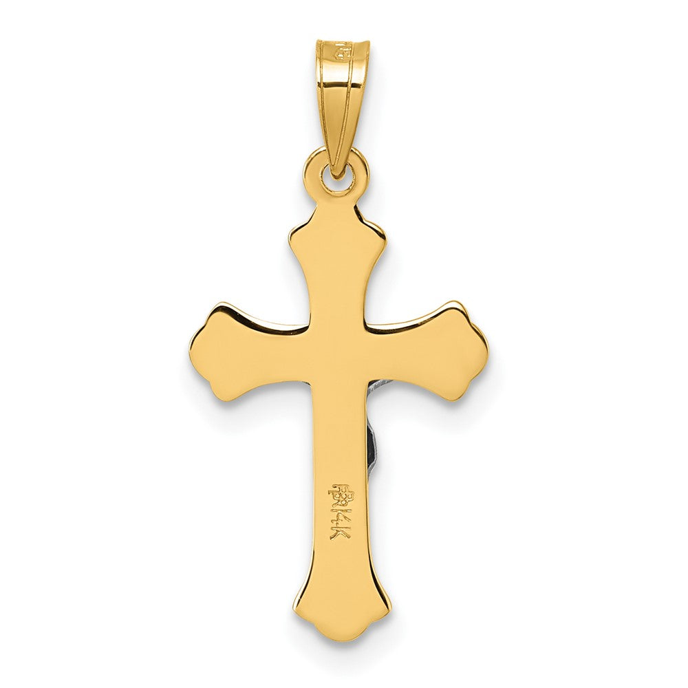 14k with White Rhodium Polished INRI Crucifix Cross Pendant