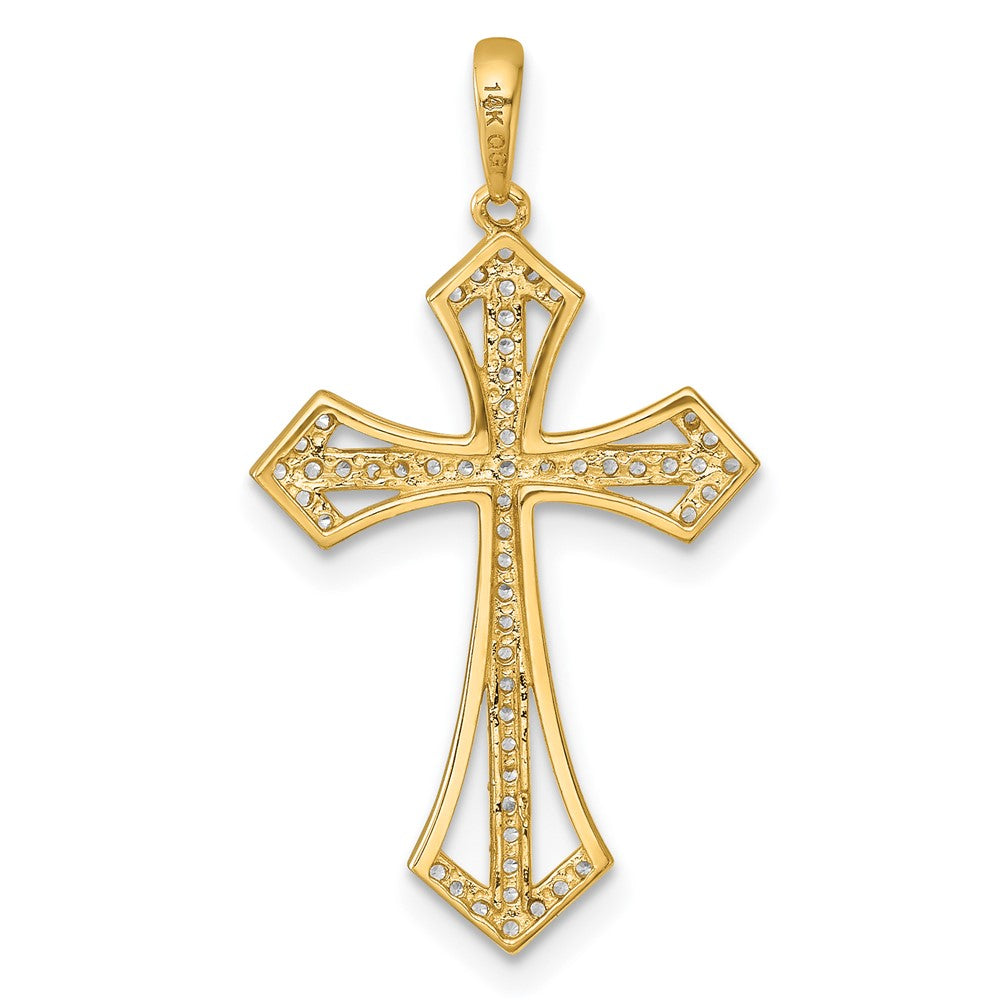 14k Polished Fancy CZ Cross Pendant