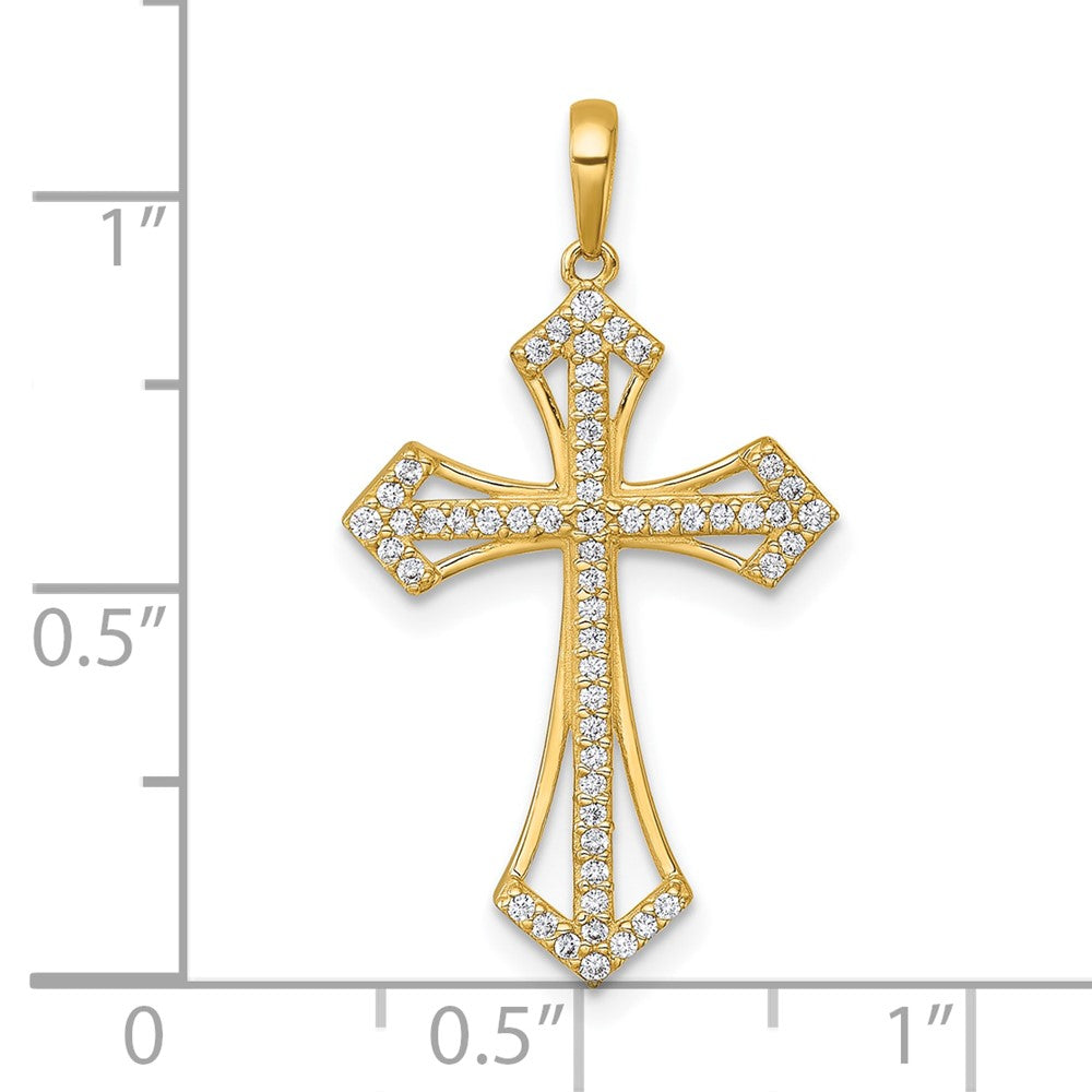 14k Polished Fancy CZ Cross Pendant