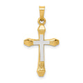 14ky w/ Rhodium Hollow Cross Pendant