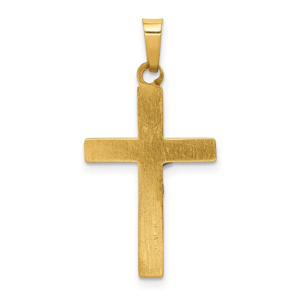 14k Two-tone INRI Hollow Crucifix Pendant