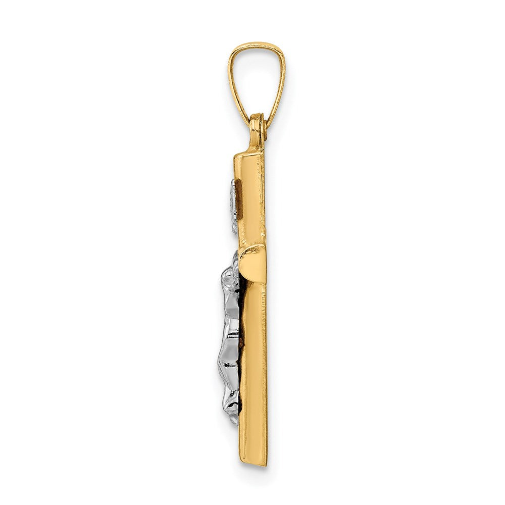 14k Two-tone INRI Crucifix Pendant