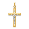 14k Two-tone INRI Hollow Crucifix Pendant