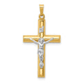 14k Two-tone INRI Hollow Crucifix Pendant