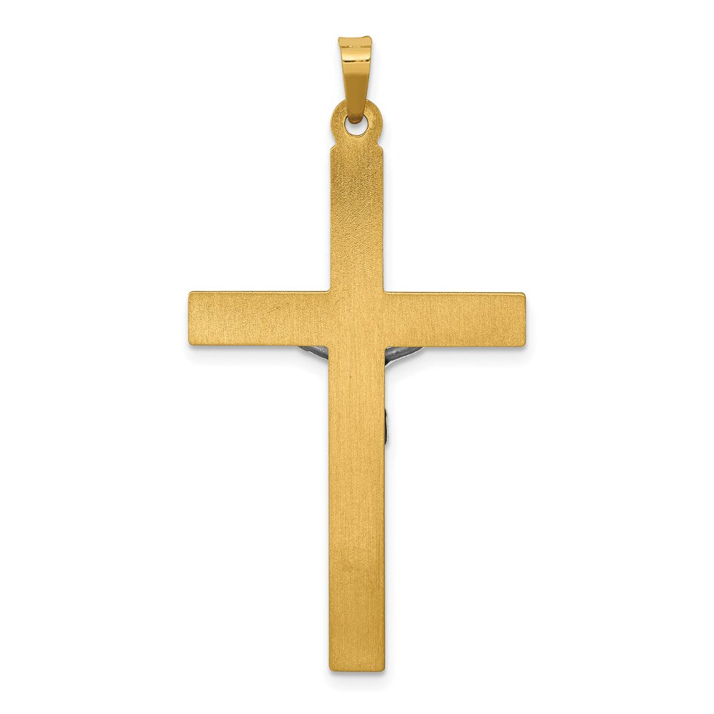 14k Two-tone INRI Hollow Crucifix Pendant