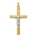 14k Two-tone INRI Hollow Crucifix Pendant