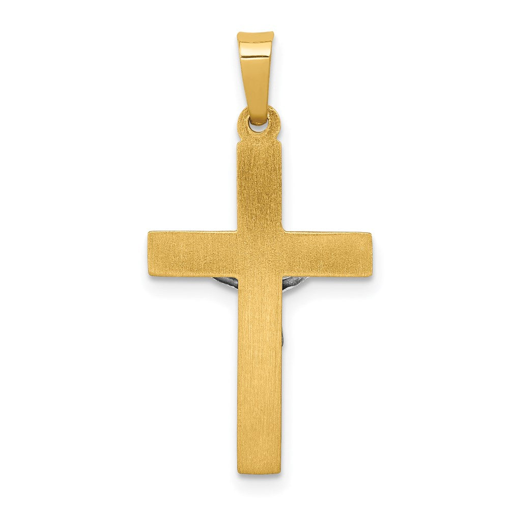 14k Two-tone INRI Hollow Crucifix Pendant