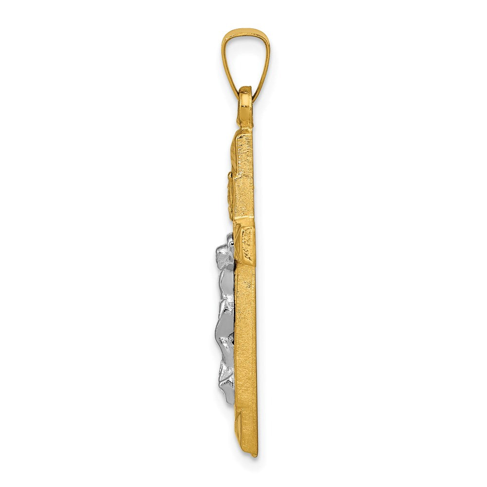 14k Two-tone INRI Hollow Crucifix Pendant
