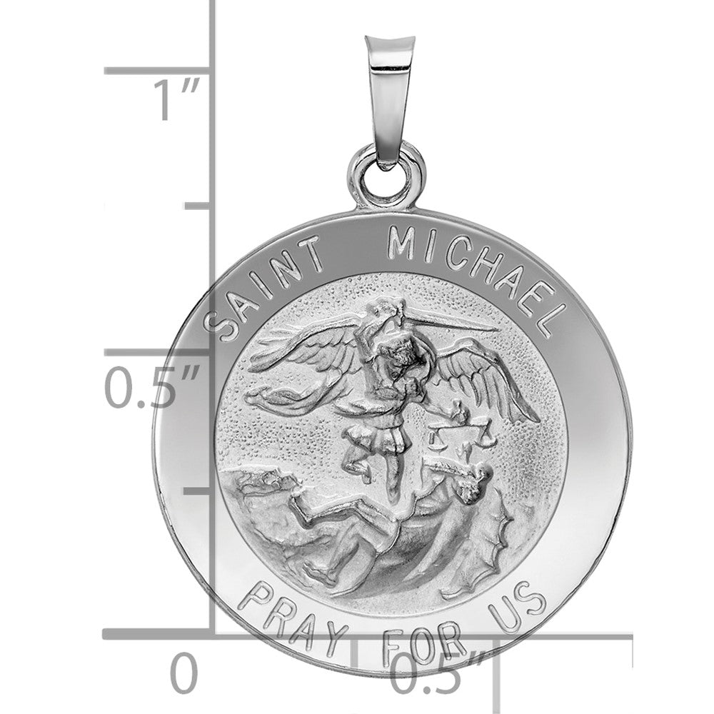 14k White Gold Saint Michael Medal Pendant