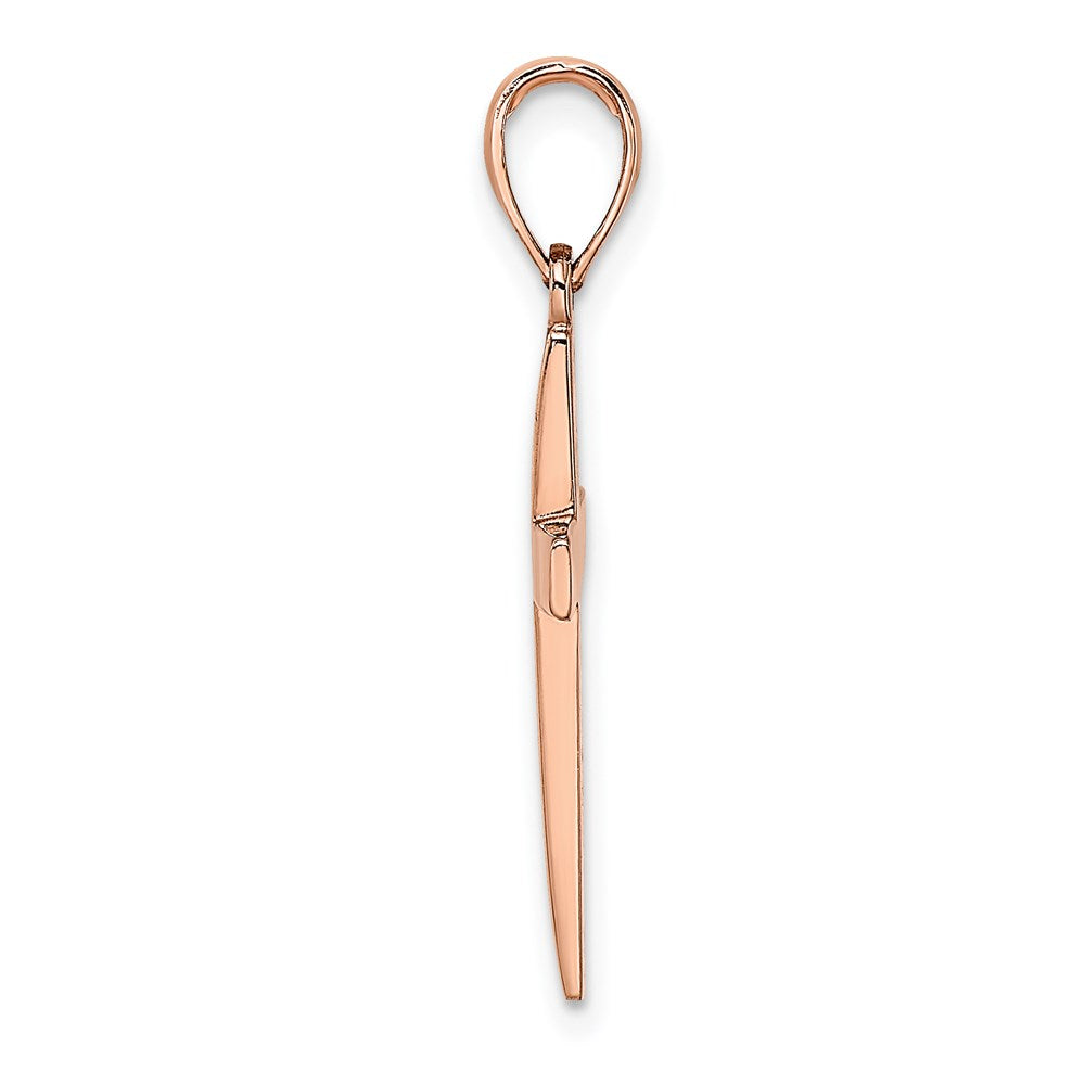 14K Rose Gold Polished Beveled Cross Charm