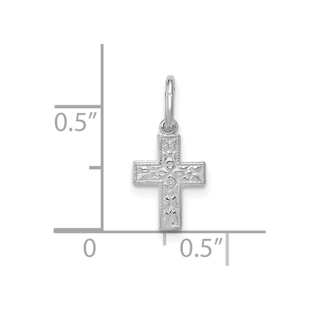 14KW Floral Cross Charm