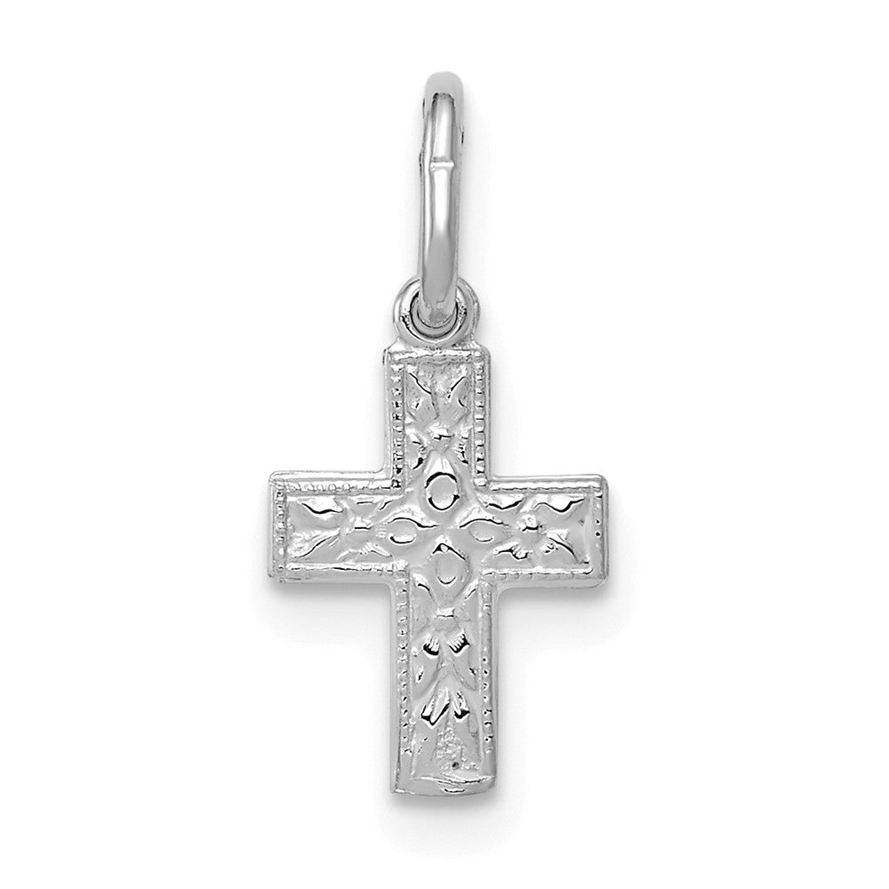 14KW Floral Cross Charm