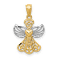 14K w/Rhodium Filigree Angel Pendant