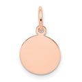 14k Rose Gold Plain .018 Gauge Circular Engraveable Disc Charm