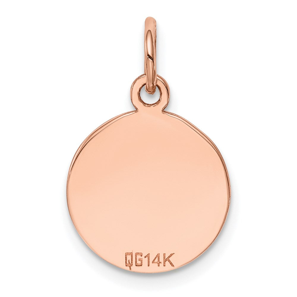 14k Rose Gold Plain .027 Gauge Circular Engraveable Disc Charm
