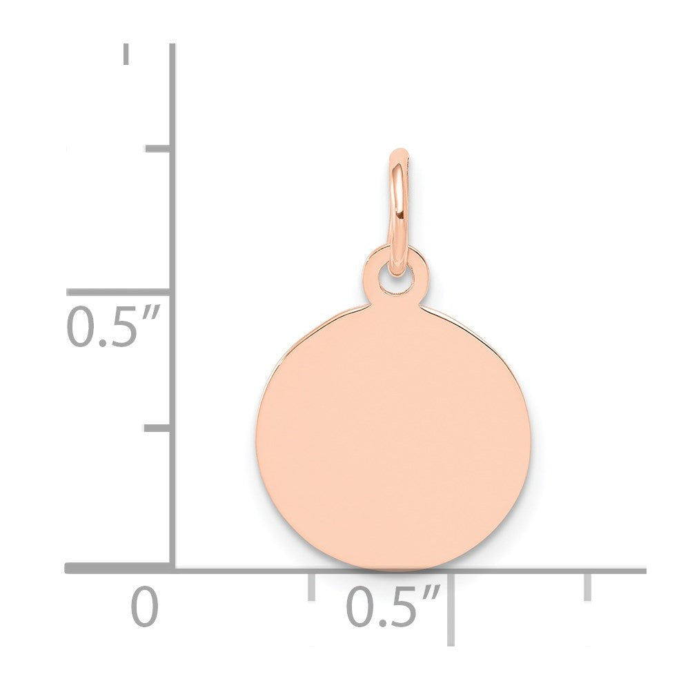 14k Rose Gold Plain .035 Gauge Circular Engraveable Disc Charm