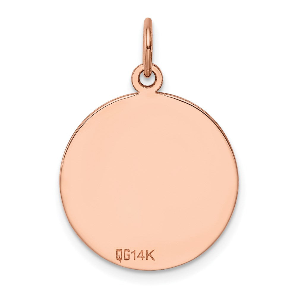 14k Rose Gold Plain .013 Gauge Circular Engraveable Disc Charm