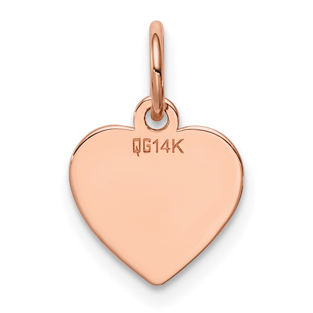 14k Rose Gold Plain .011 Gauge Engraveable Heart Disc Charm