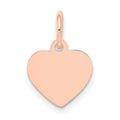 14k Rose Gold Plain .011 Gauge Engraveable Heart Disc Charm