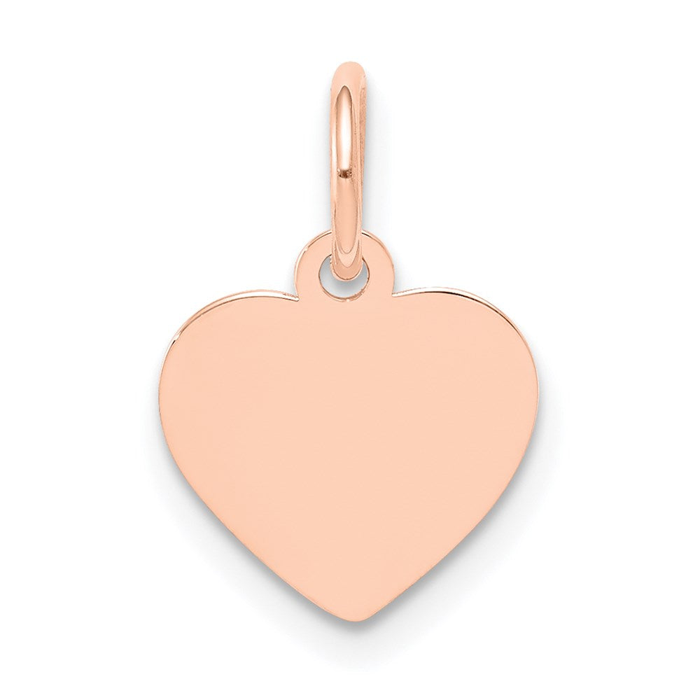 14k Rose Gold Plain .011 Gauge Engraveable Heart Disc Charm