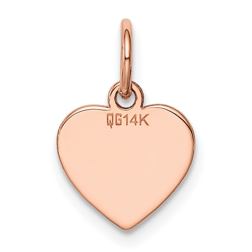 14k Rose Gold Plain .013 Gauge Engraveable Heart Disc Charm