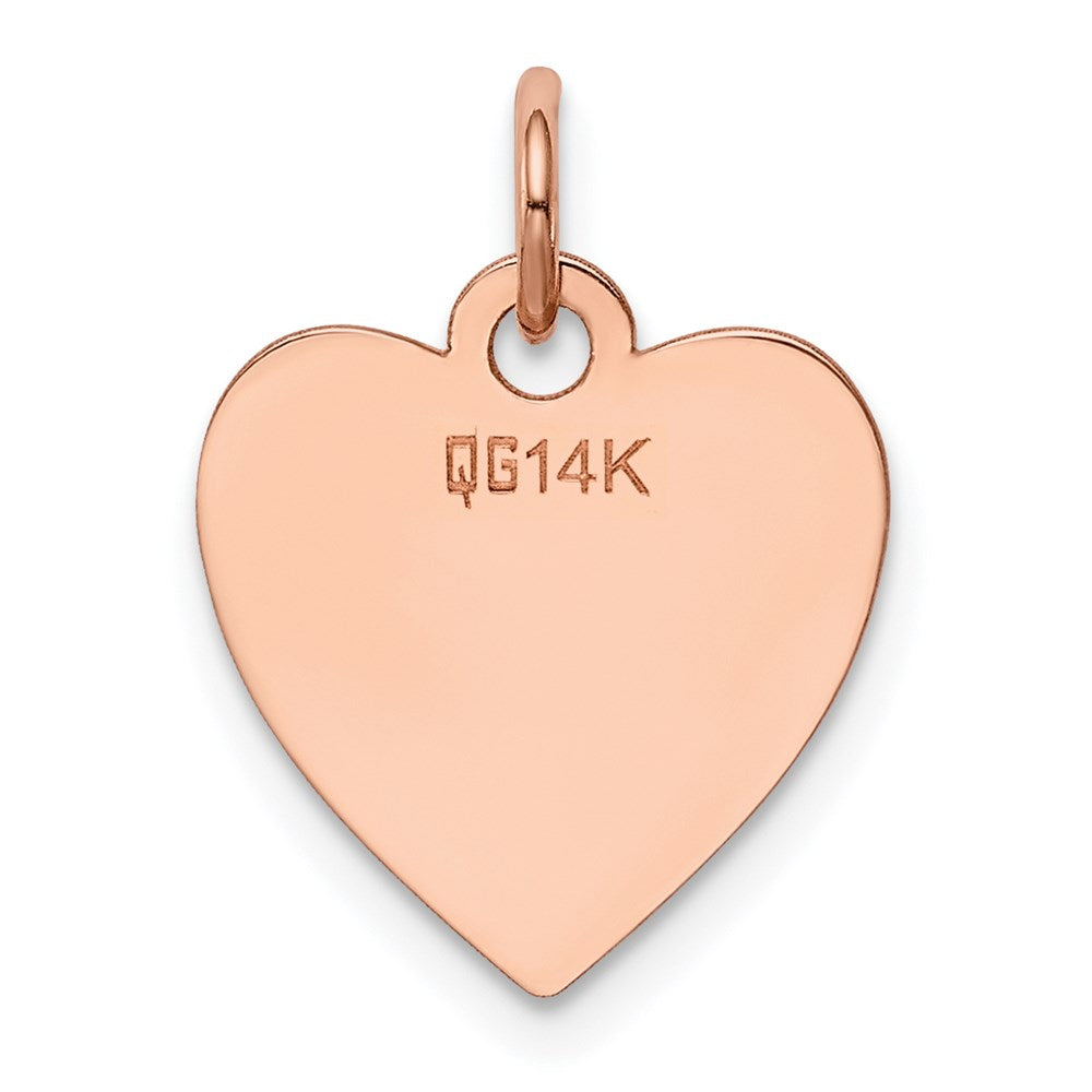 14k Rose Gold Plain .011 Gauge Engraveable Heart Disc Charm