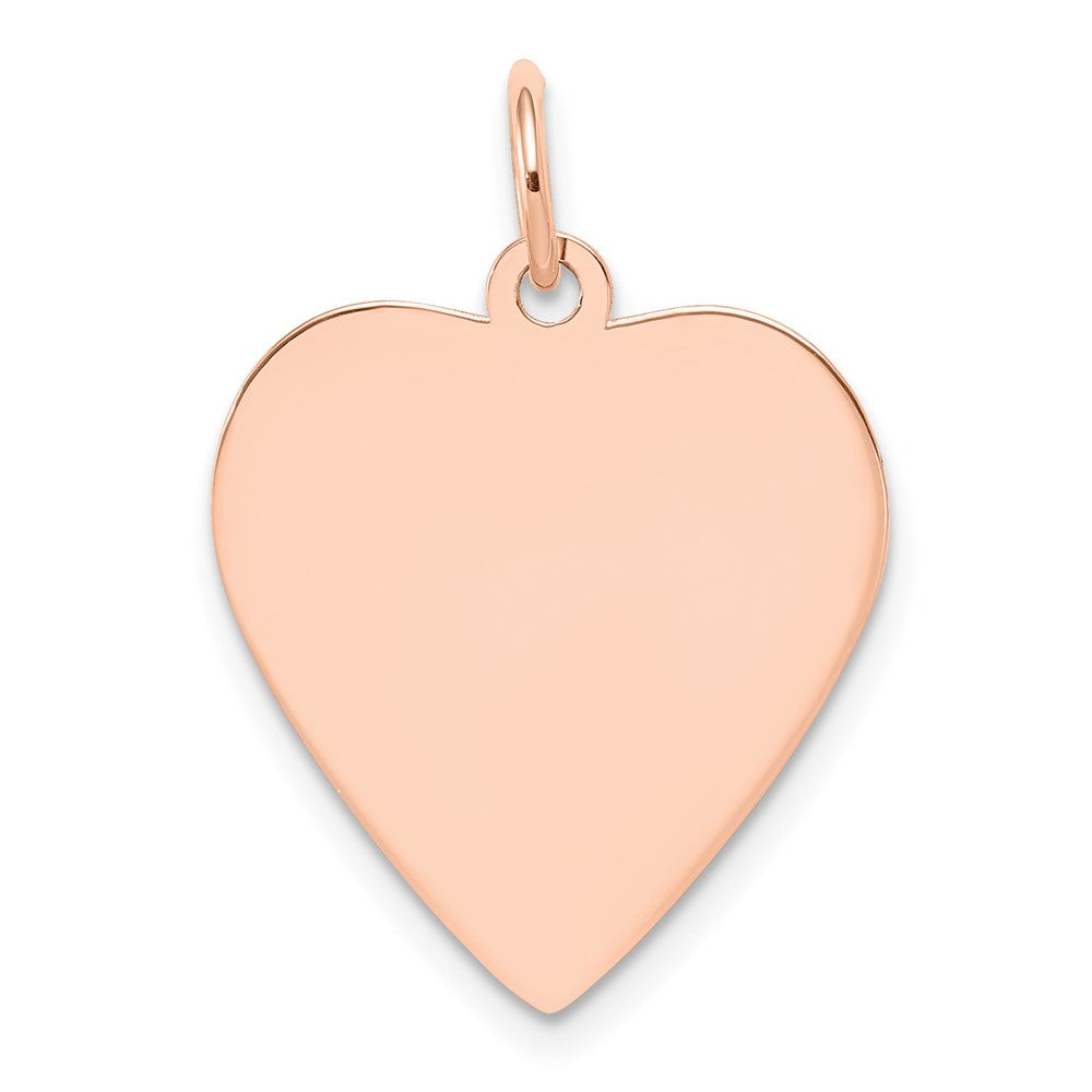 14k Rose Gold Plain .027 Gauge Engraveable Heart Disc Charm