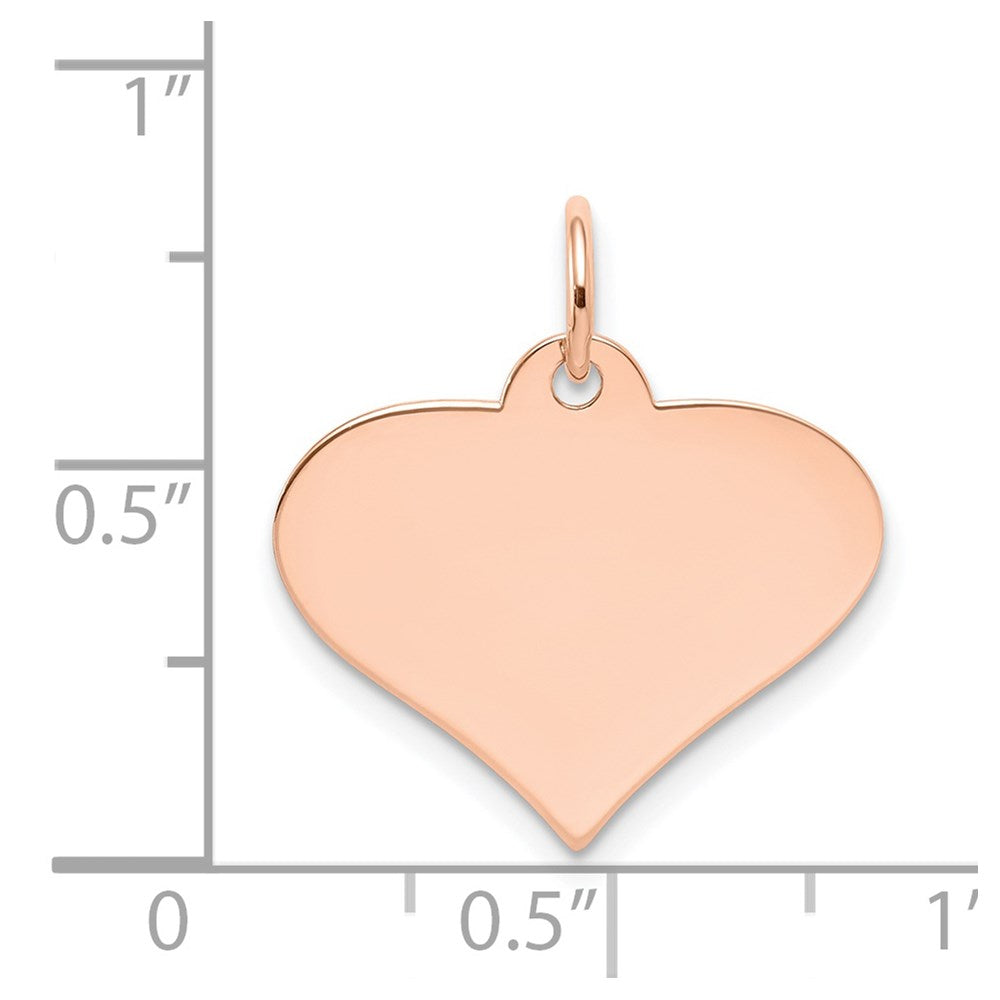 14k Rose Gold Plain .018 Gauge Engraveable Heart Disc Charm