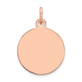 14k Rose Gold Plain .018 Gauge Circular Engravable Disc Charm