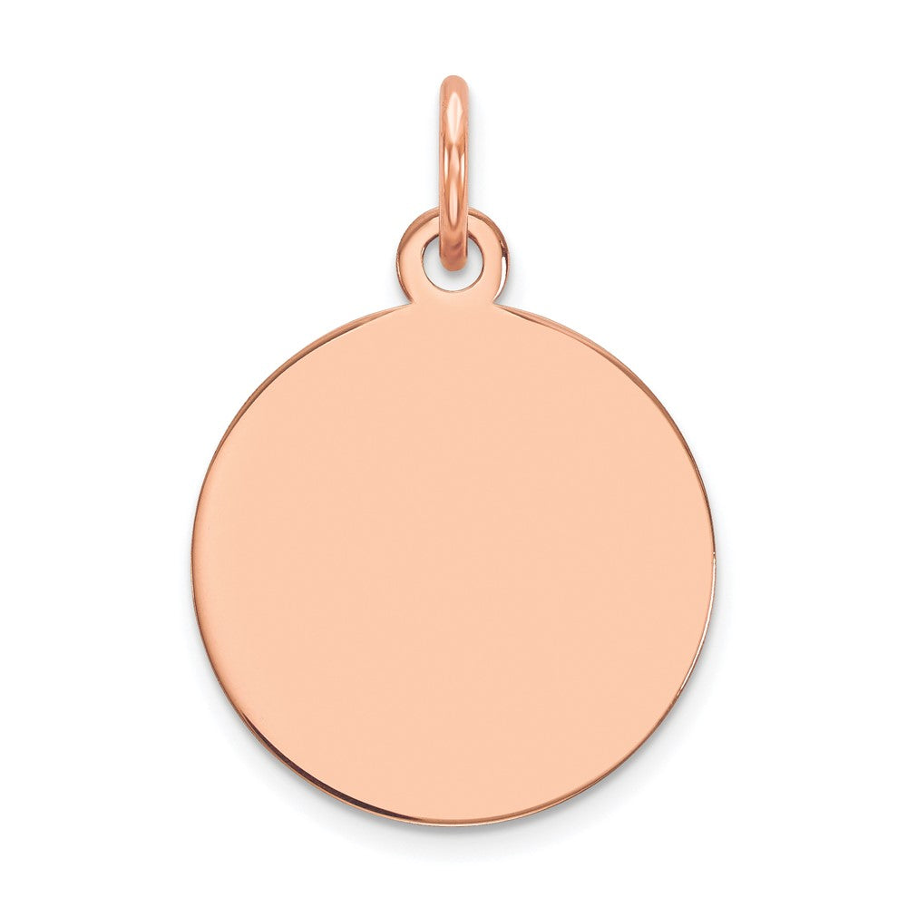 14k Rose Gold Plain .018 Gauge Circular Engravable Disc Charm