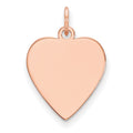 14k Rose Gold Plain .035 Gauge Heart Engravable Disc Charm