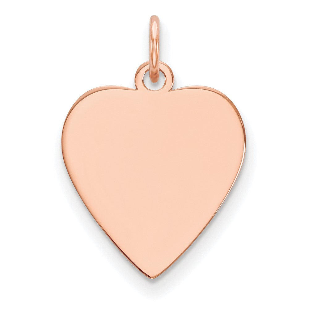 14k Rose Gold Plain .035 Gauge Heart Engravable Disc Charm
