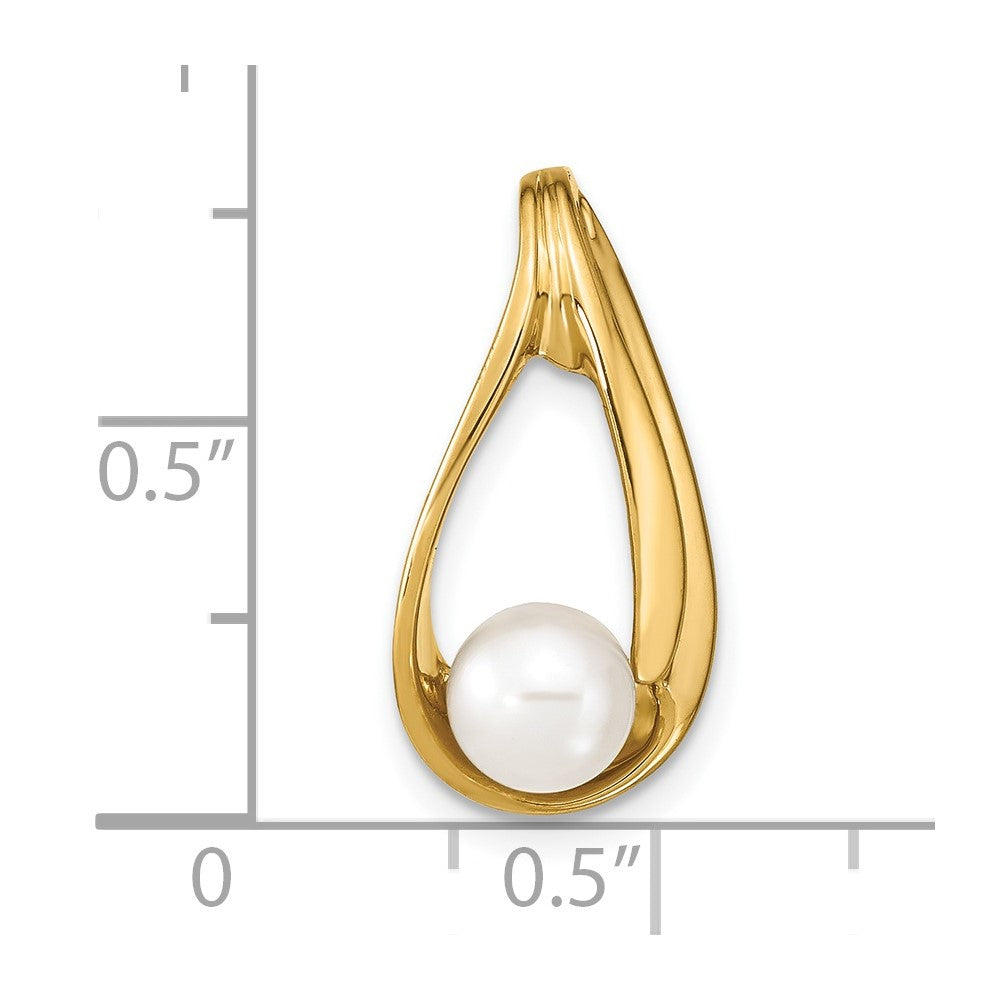14k 6mm White Round Freshwater Cultured Pearl Slide
