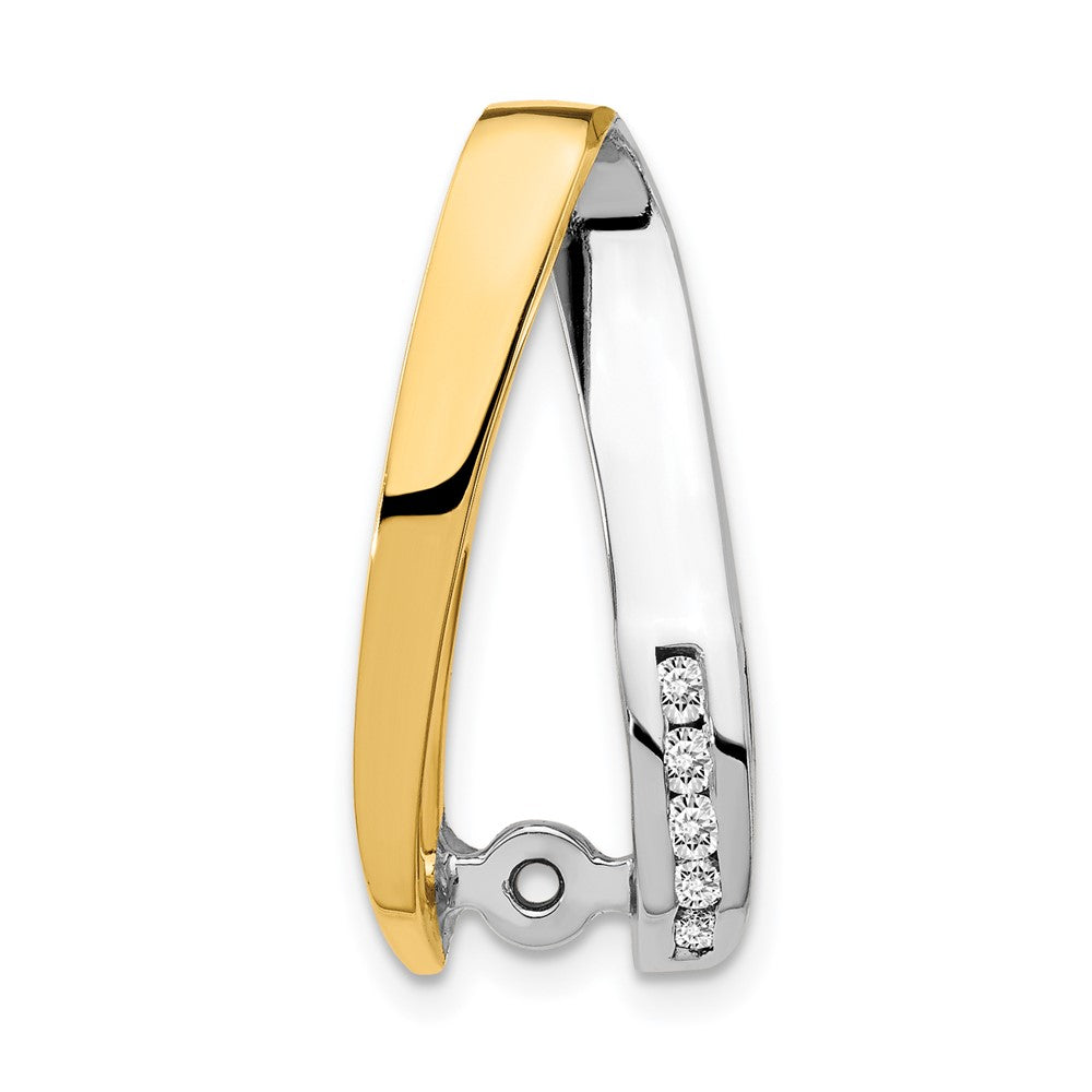 14k Two-Tone AAA Diamond Semi-mount Peg Slide