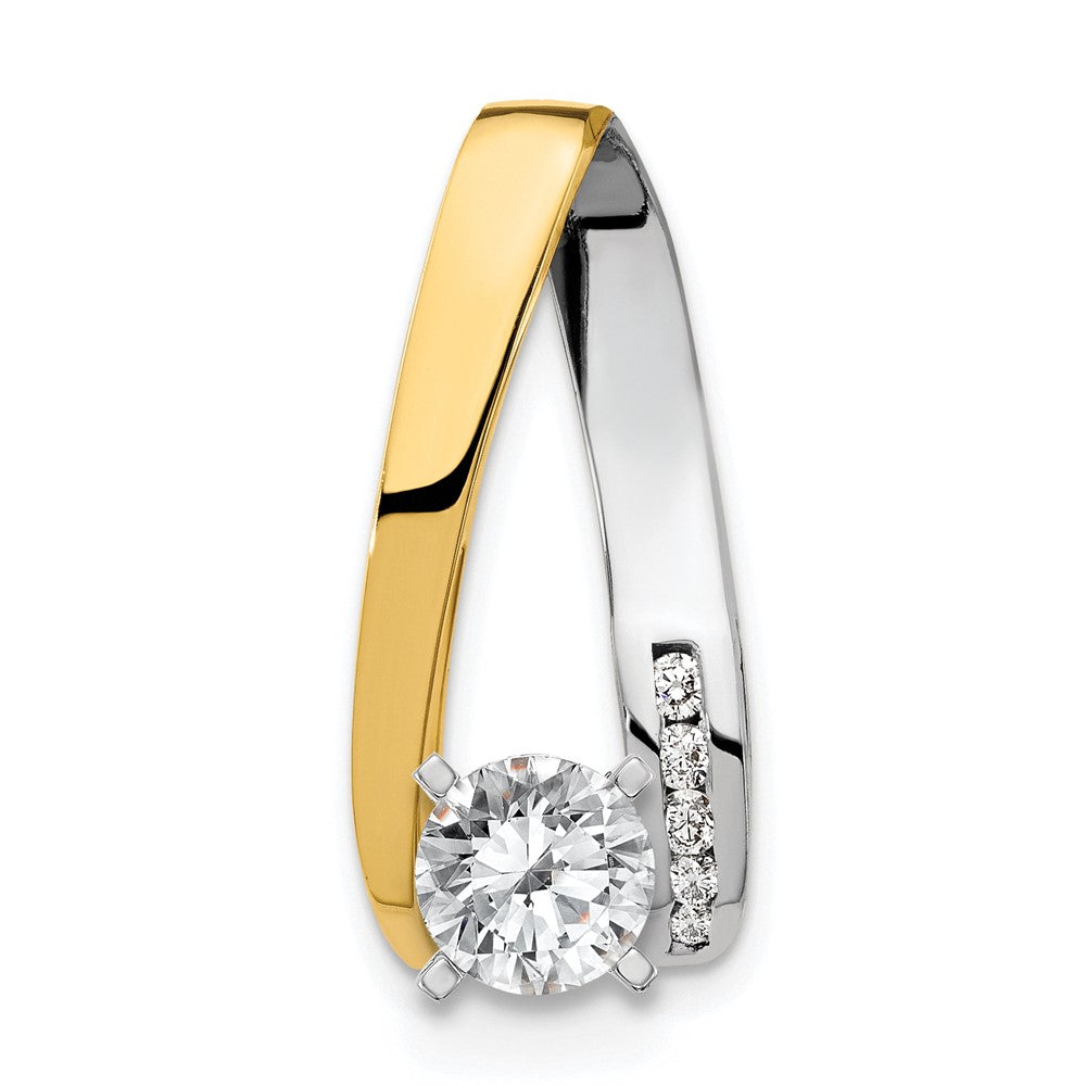 14k Two-Tone AAA Diamond Semi-mount Peg Slide
