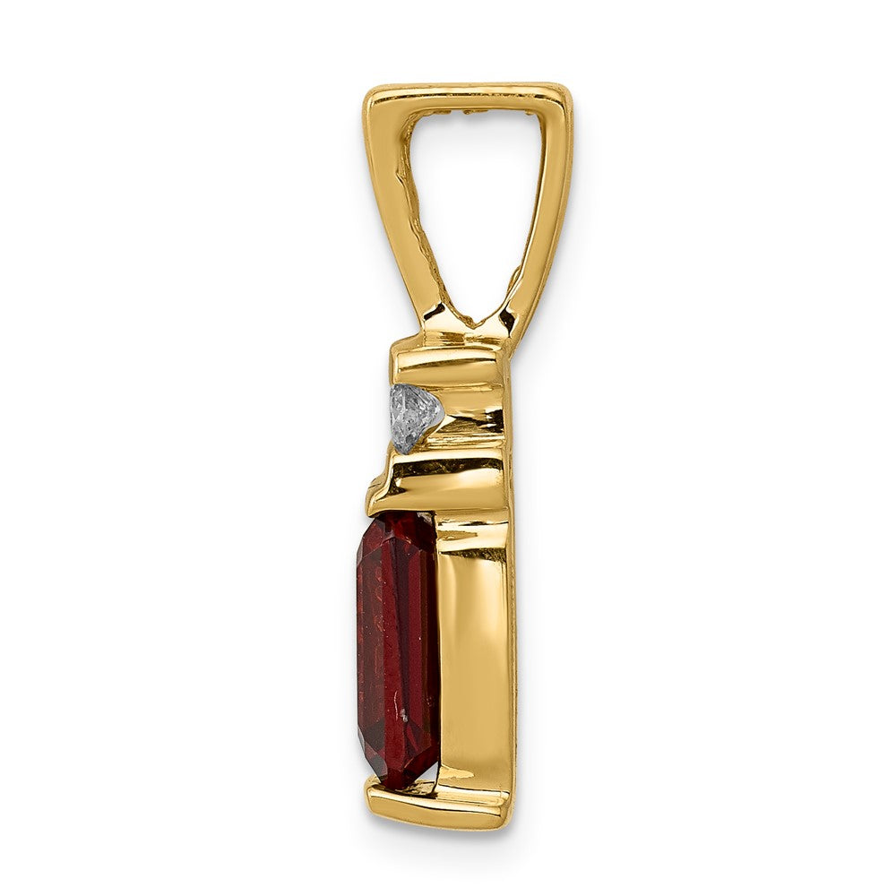14k 8x6mm Emerald Cut Garnet AAA Diamond Slide