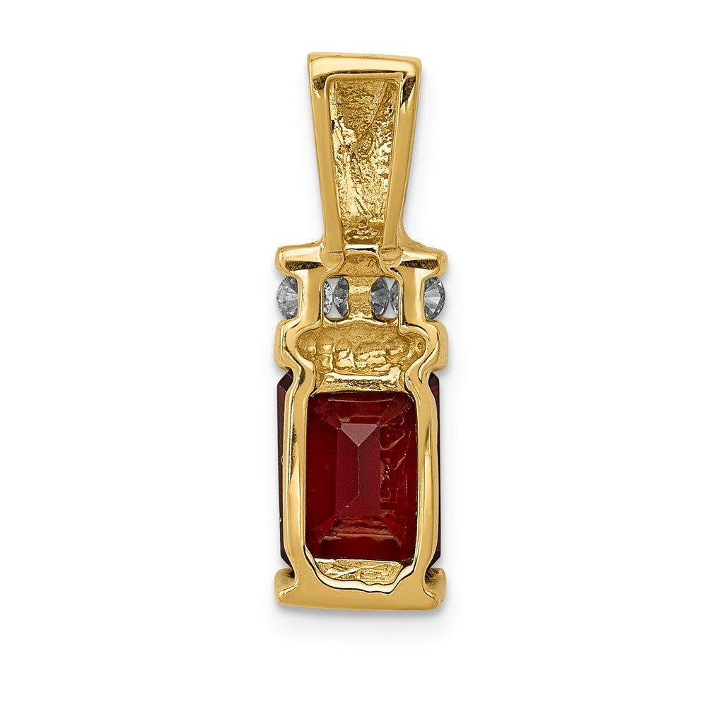 14k 8x6mm Emerald Cut Garnet VS Diamond Slide