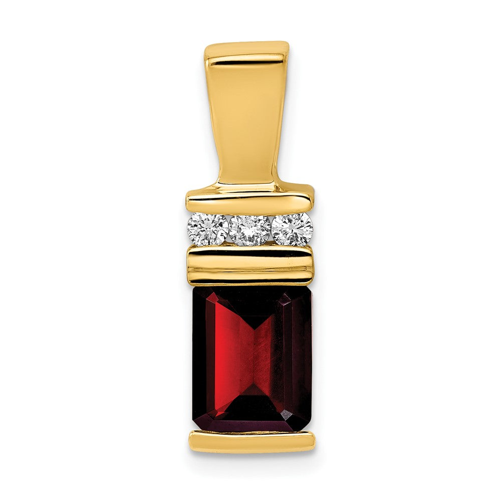 14k 8x6mm Emerald Cut Garnet A Diamond Slide
