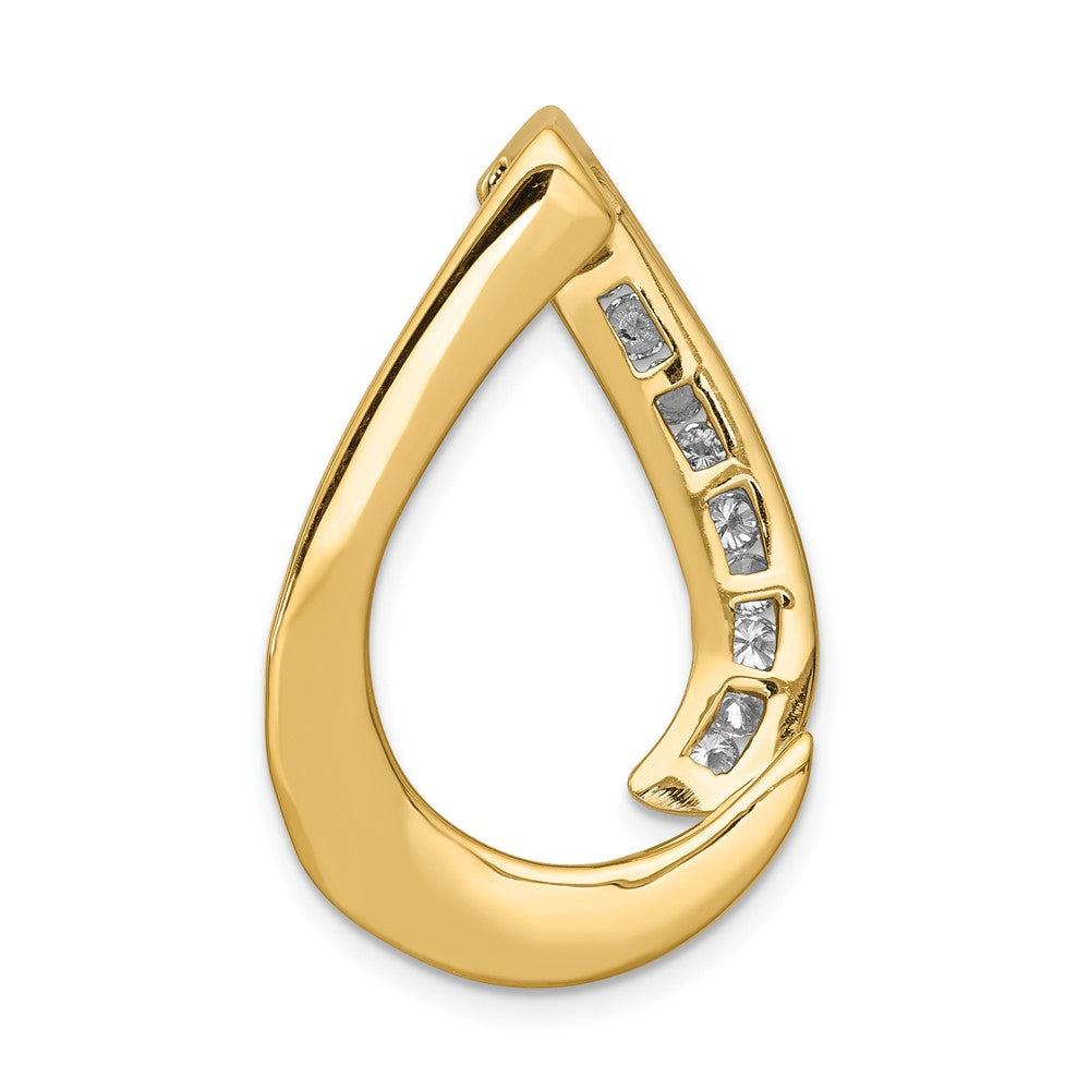 14k Two-Tone AAA Diamond Teardrop Slide