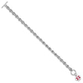 Sterling Silver Rhodium Engraveable Enamel Hexagon Medical ID Bracelet